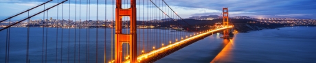 panoramic view of famous Golden Gate Bridge